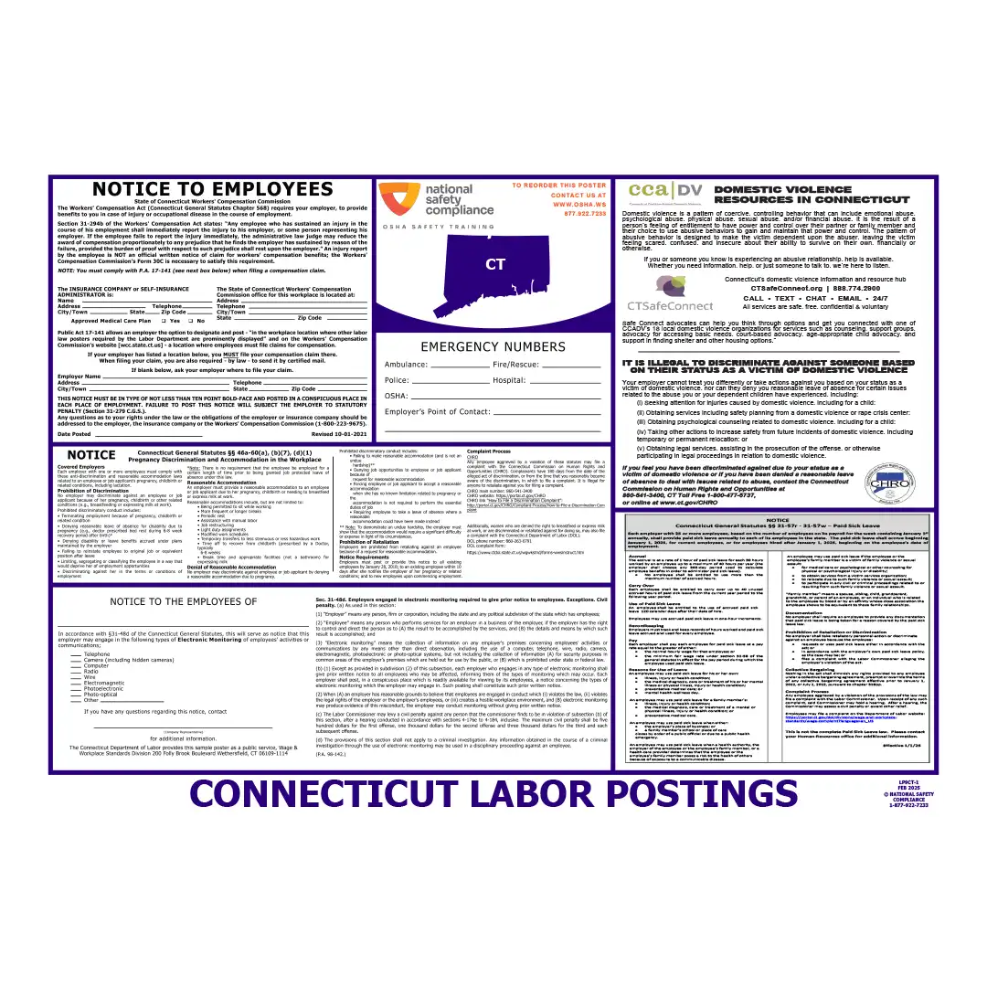 Connecticut Labor Law Poster English