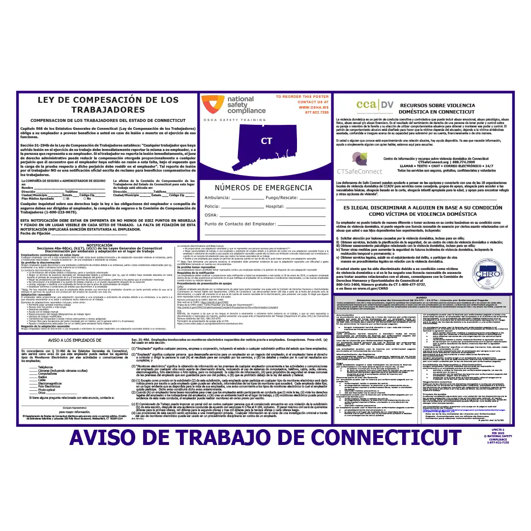 Connecticut Labor Law Poster Spanish