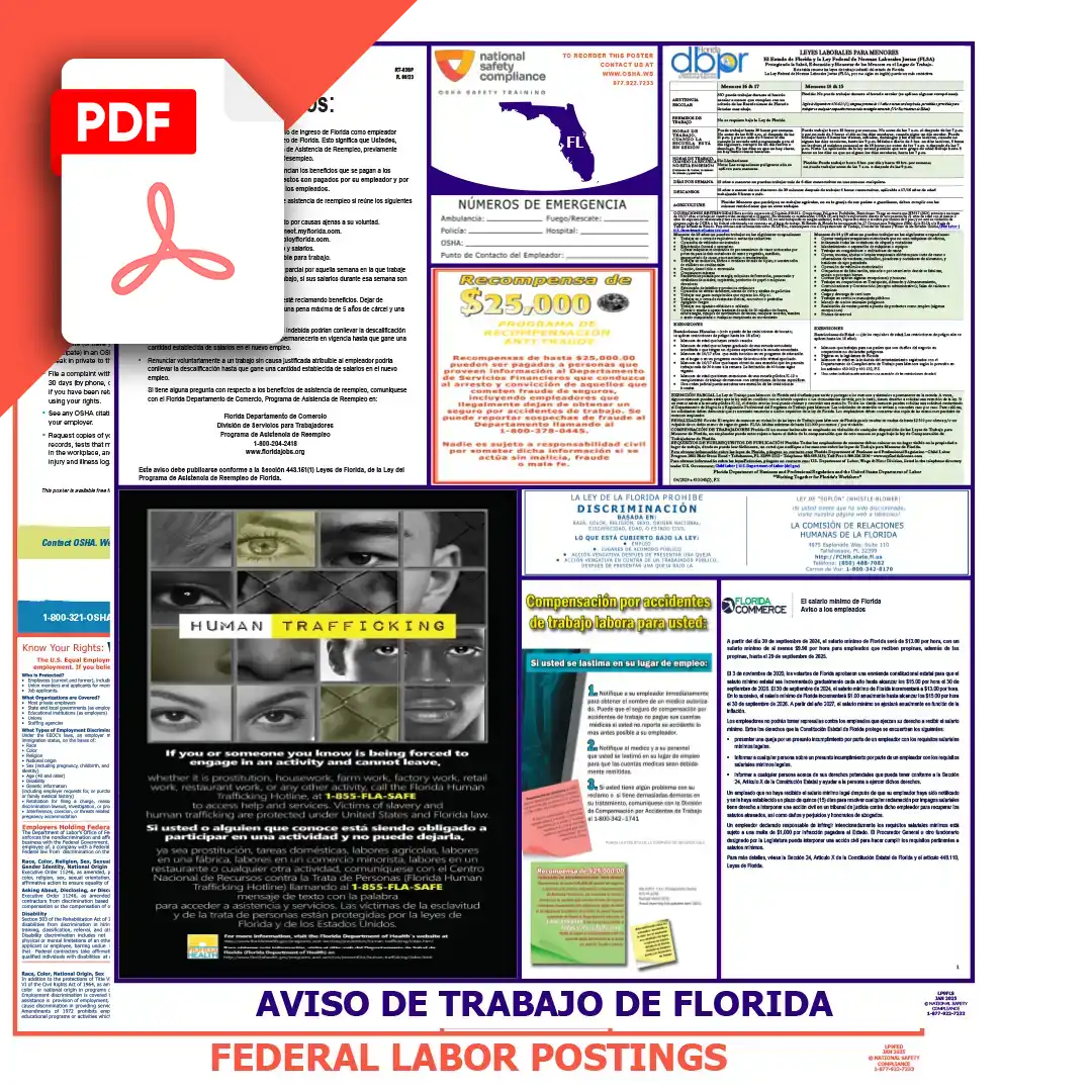 Florida & Federal Spanish Labor Law Posters PDF Downloads