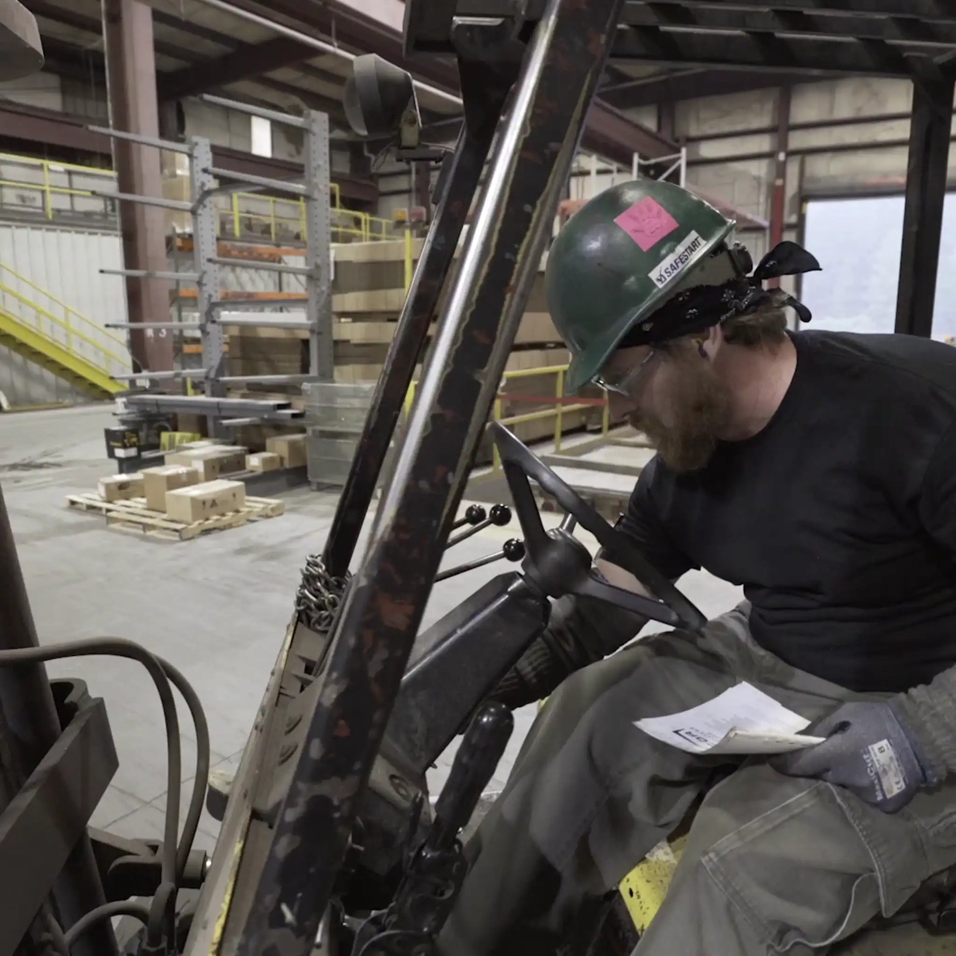 Forklift Safety Construction Streaming Man in Forklift