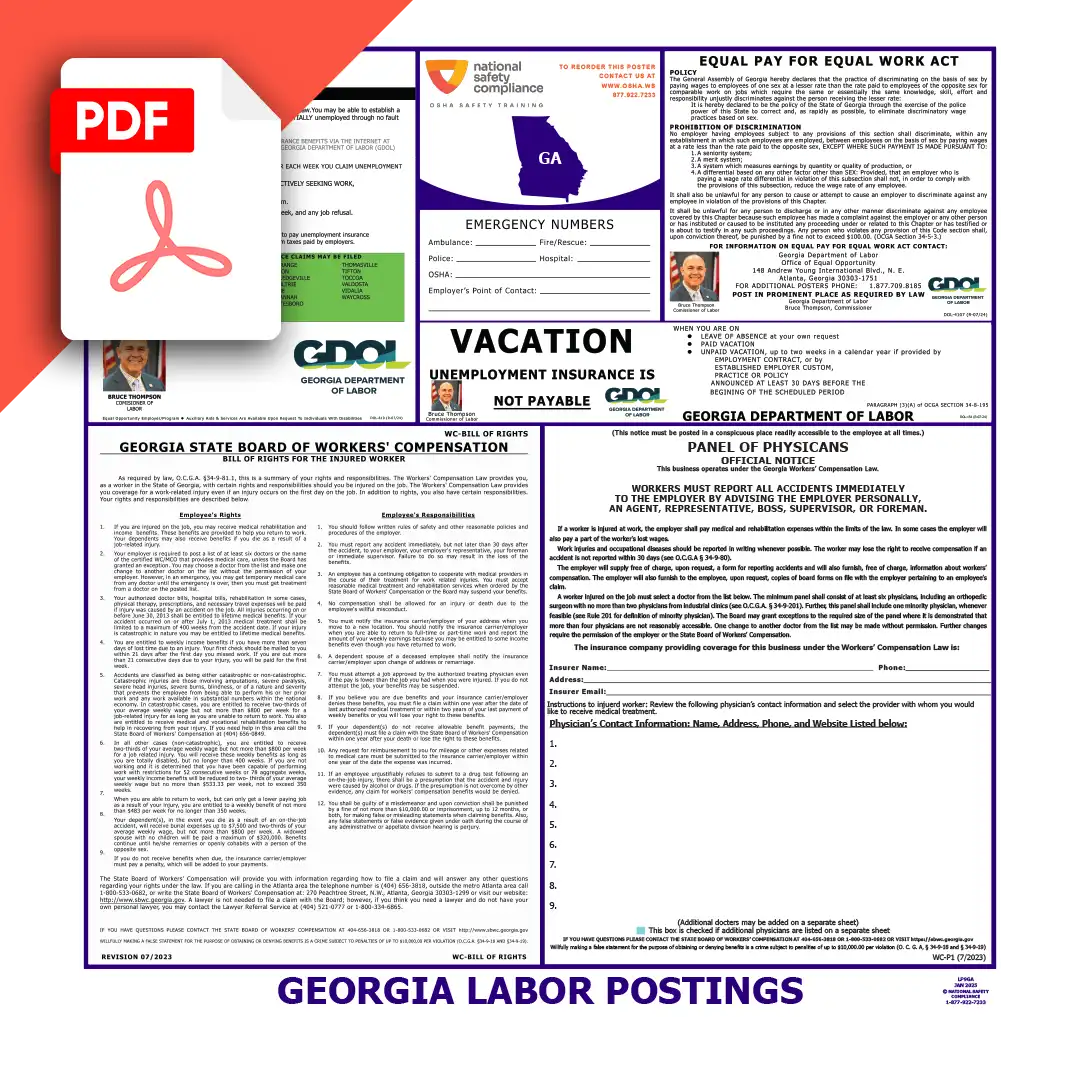 Georgia Labor Law Poster PDF Download