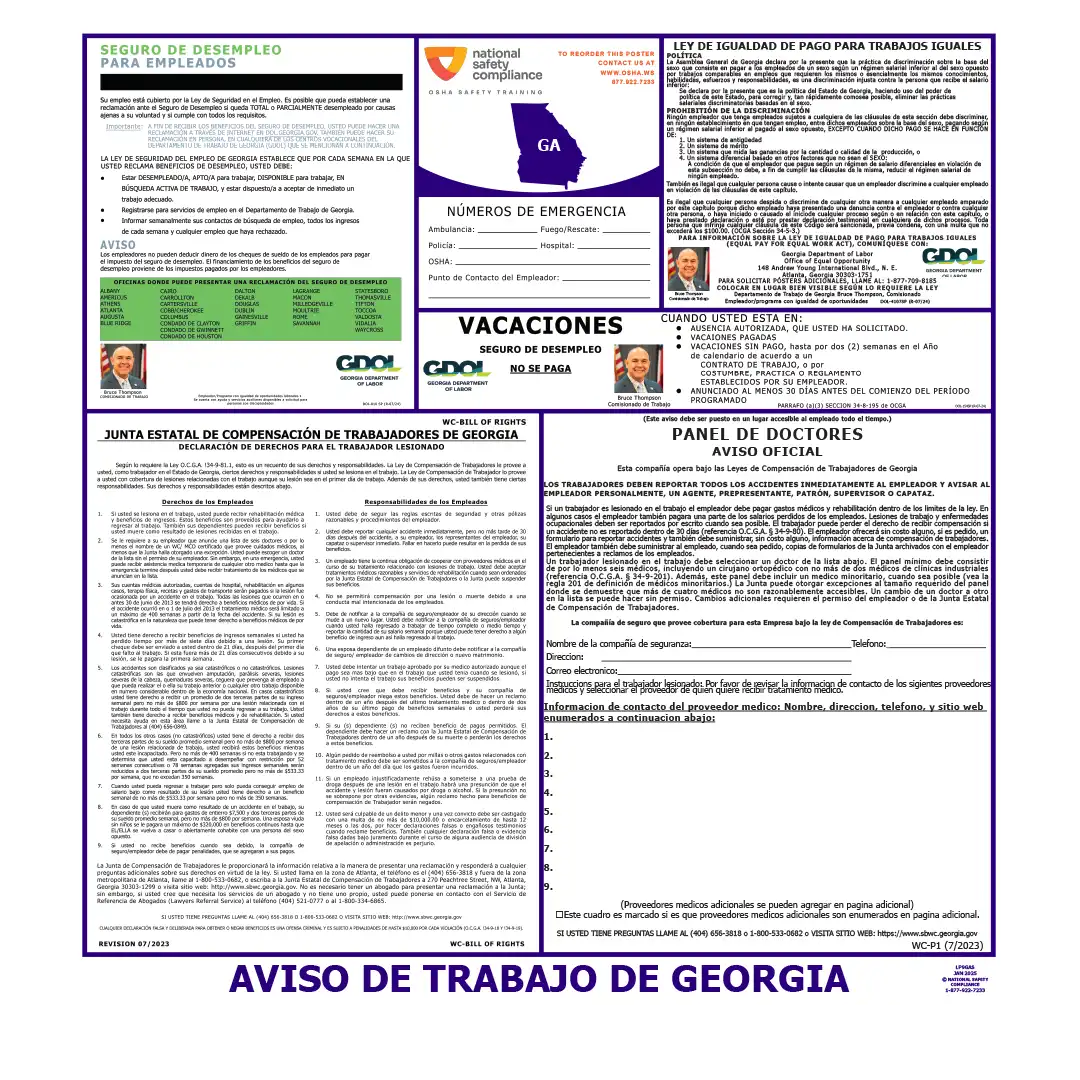 Georgia Labor Law Poster Spanish