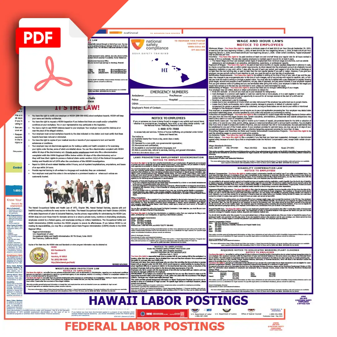 Hawaii & Federal Labor Law Posters PDF Downloads