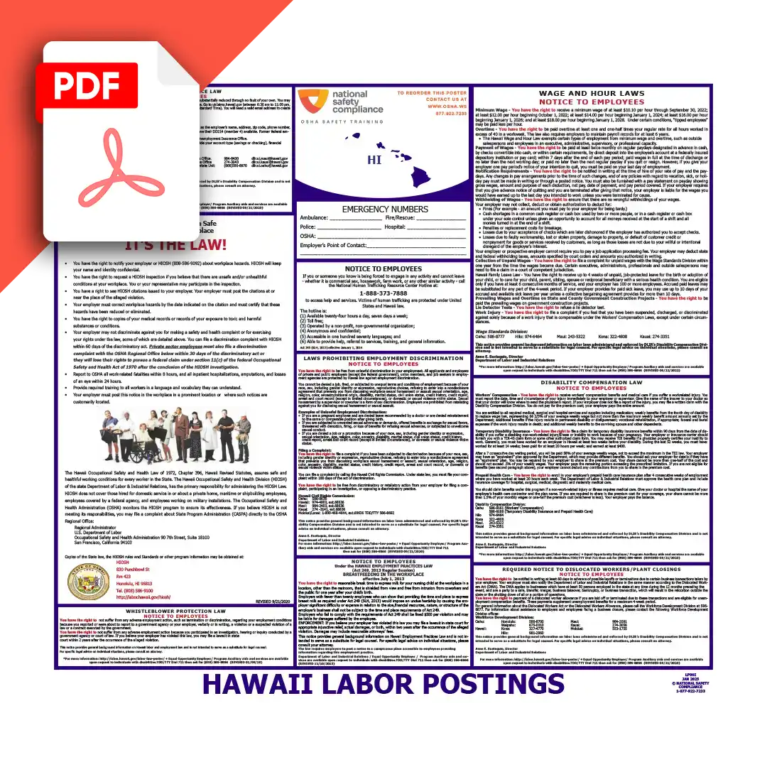 Hawaii Poster Labor Law Poster PDF Download