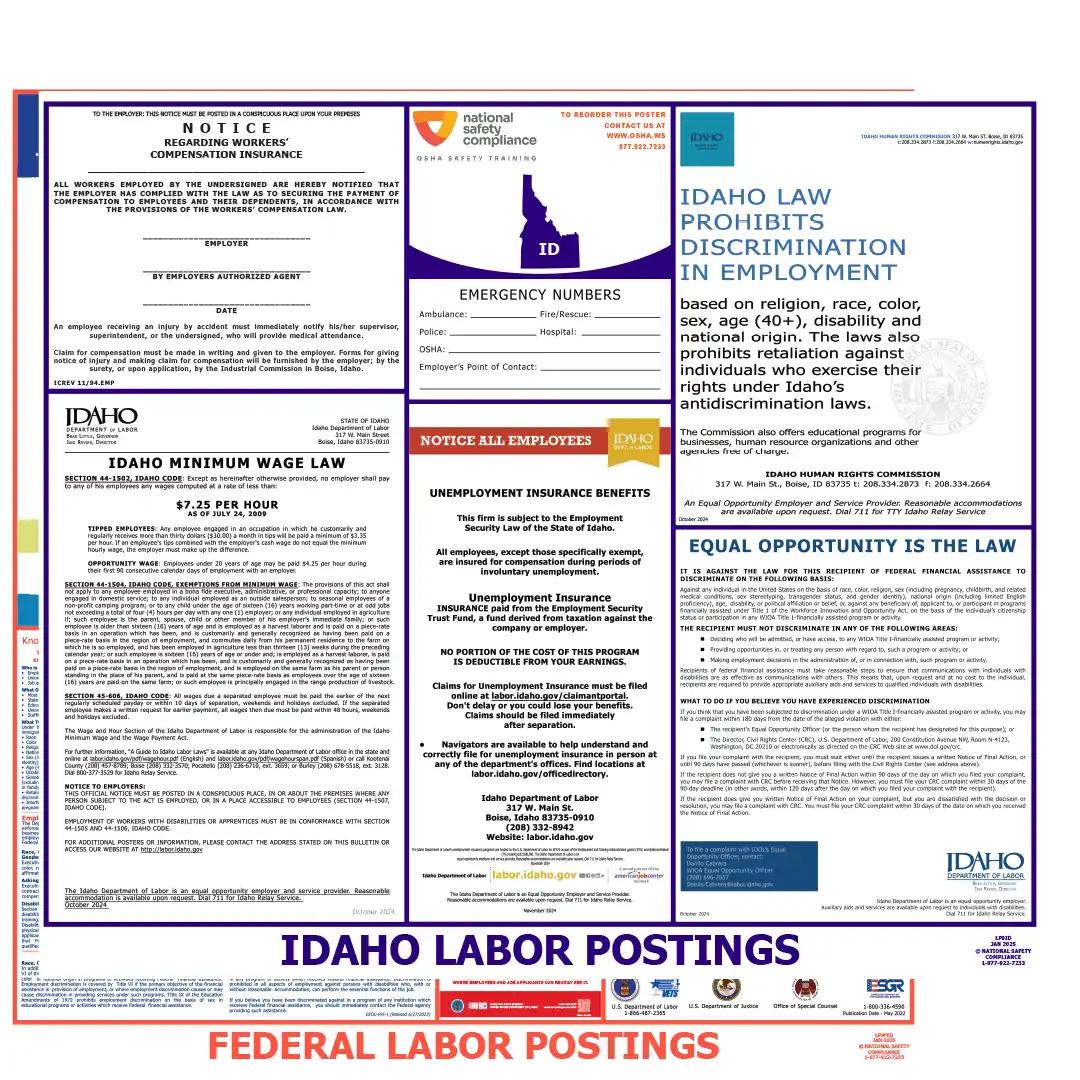 Idaho & Federal Labor Law Poster English