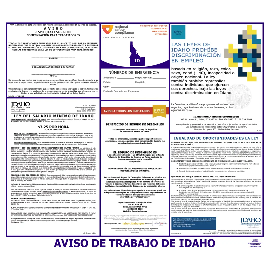 Idaho Labor Law Poster Spanish