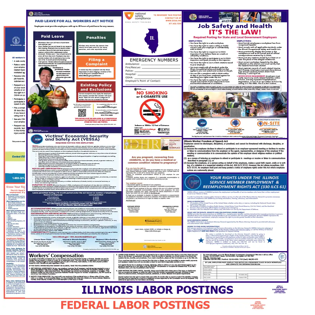 Illinois & Federal Labor Law Poster English