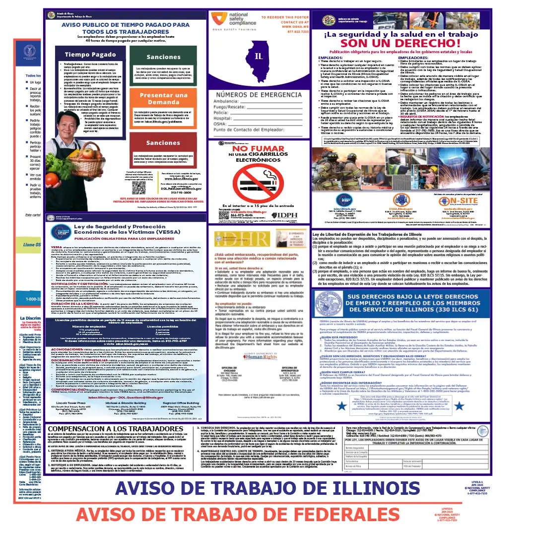 Illinois & Federal Labor Law Poster Spanish