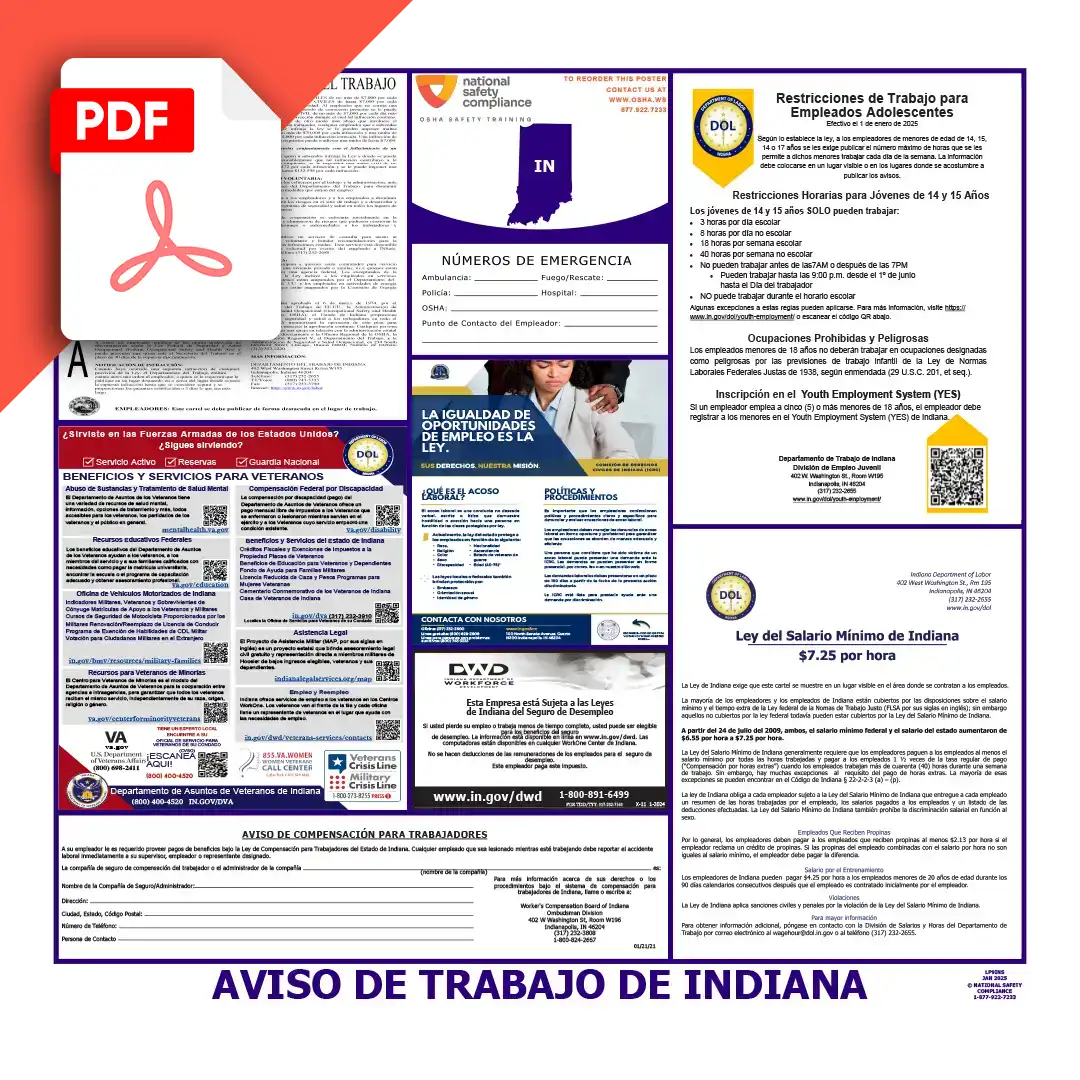Indiana Spanish Labor Law Poster
