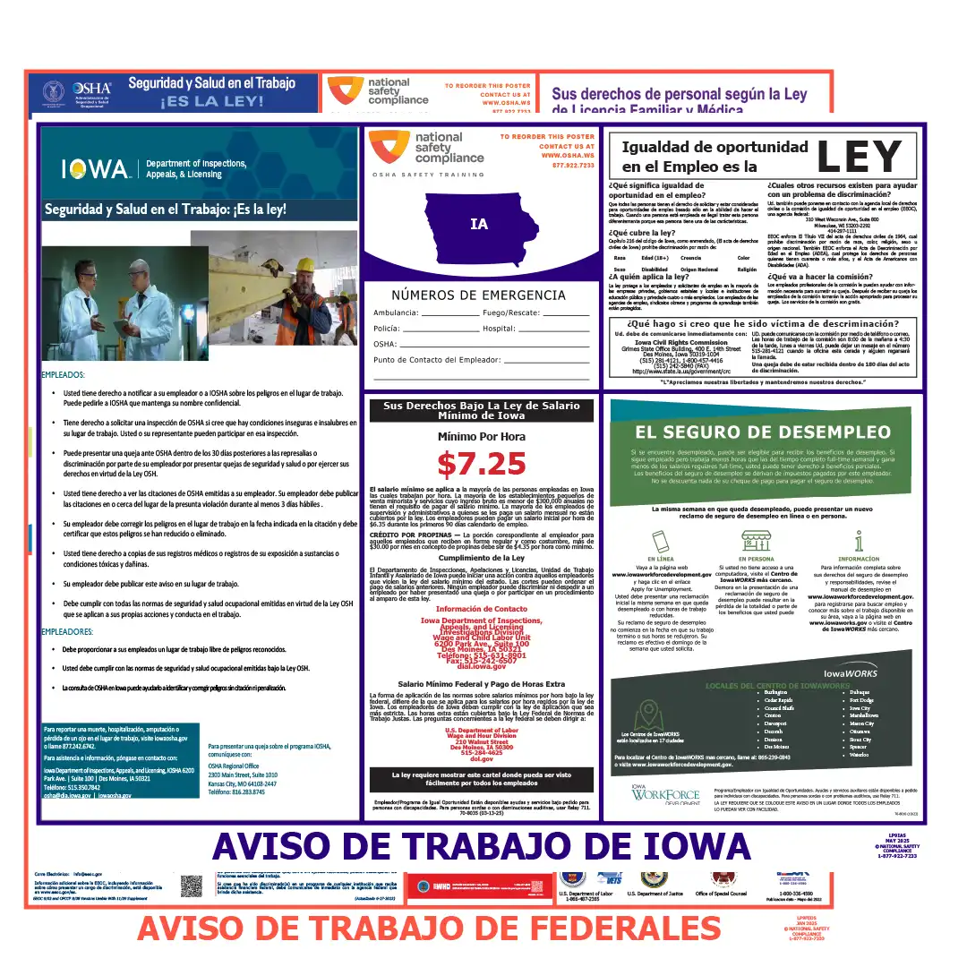 Iowa & Spanish Labor Law Poster Spanish