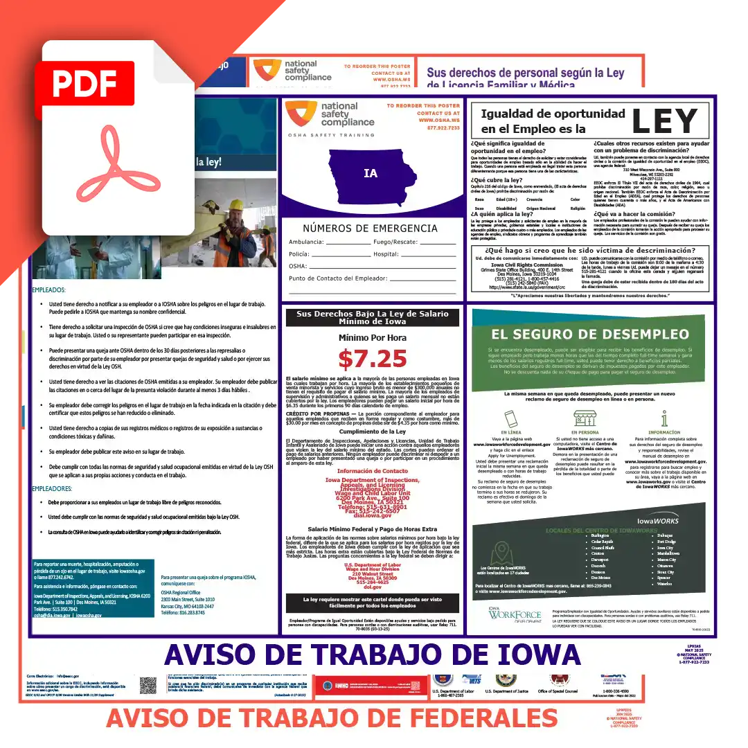 Iowa & Federal Spanish Labor Law Posters PDF Download