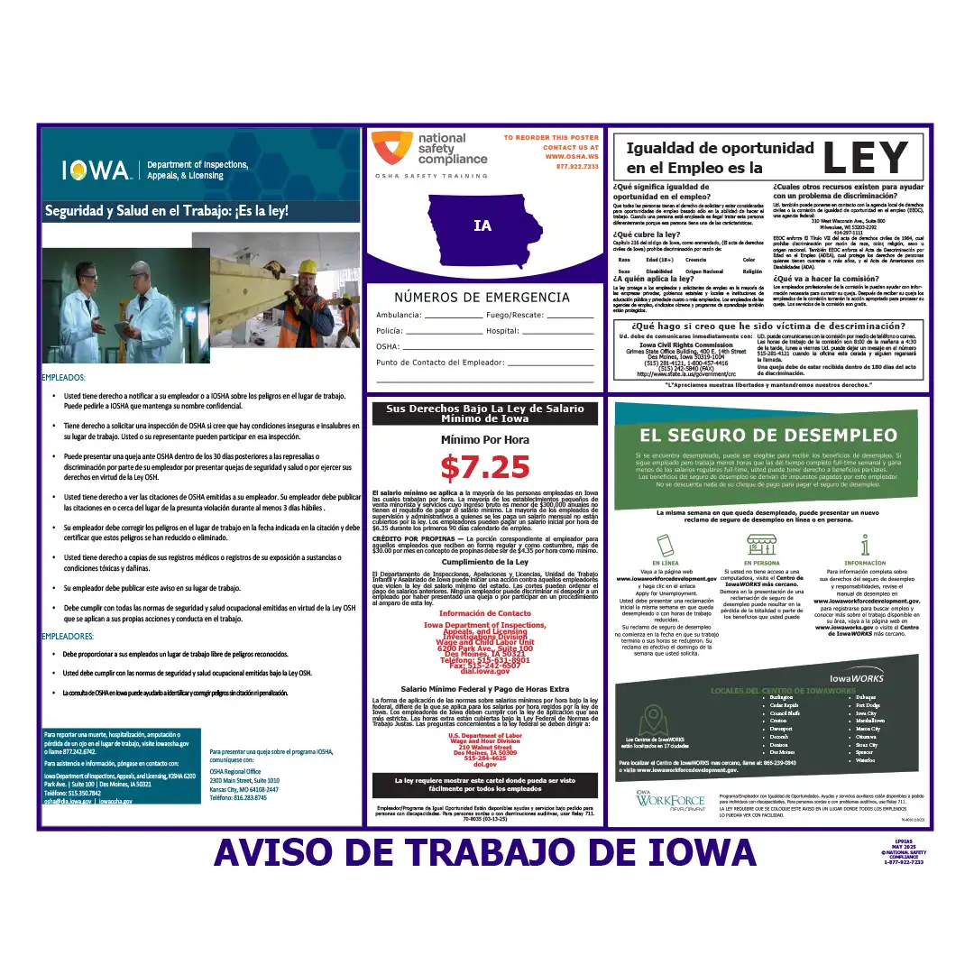 Iowa Labor Law Poster Spanish