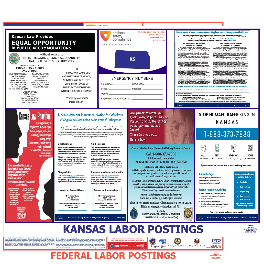 Kansas & Federal Labor Law Poster English
