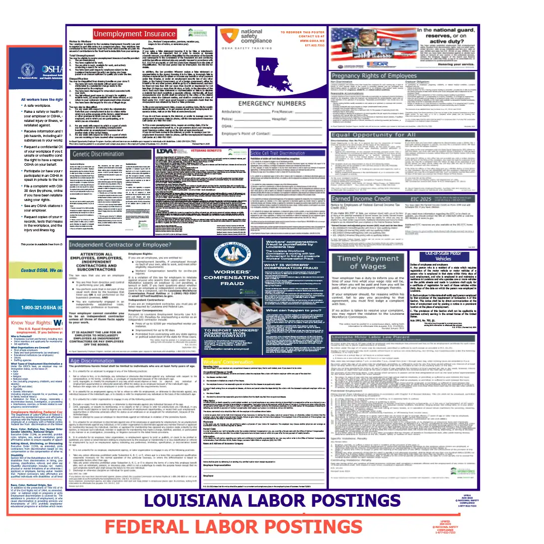 Louisiana & Federal Labor Law Poster English