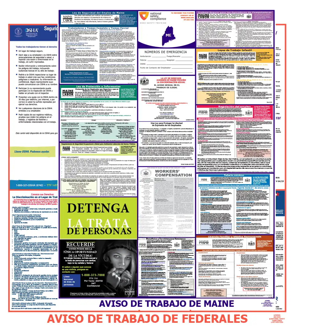 Maine & Federal Labor Law Poster Spanish