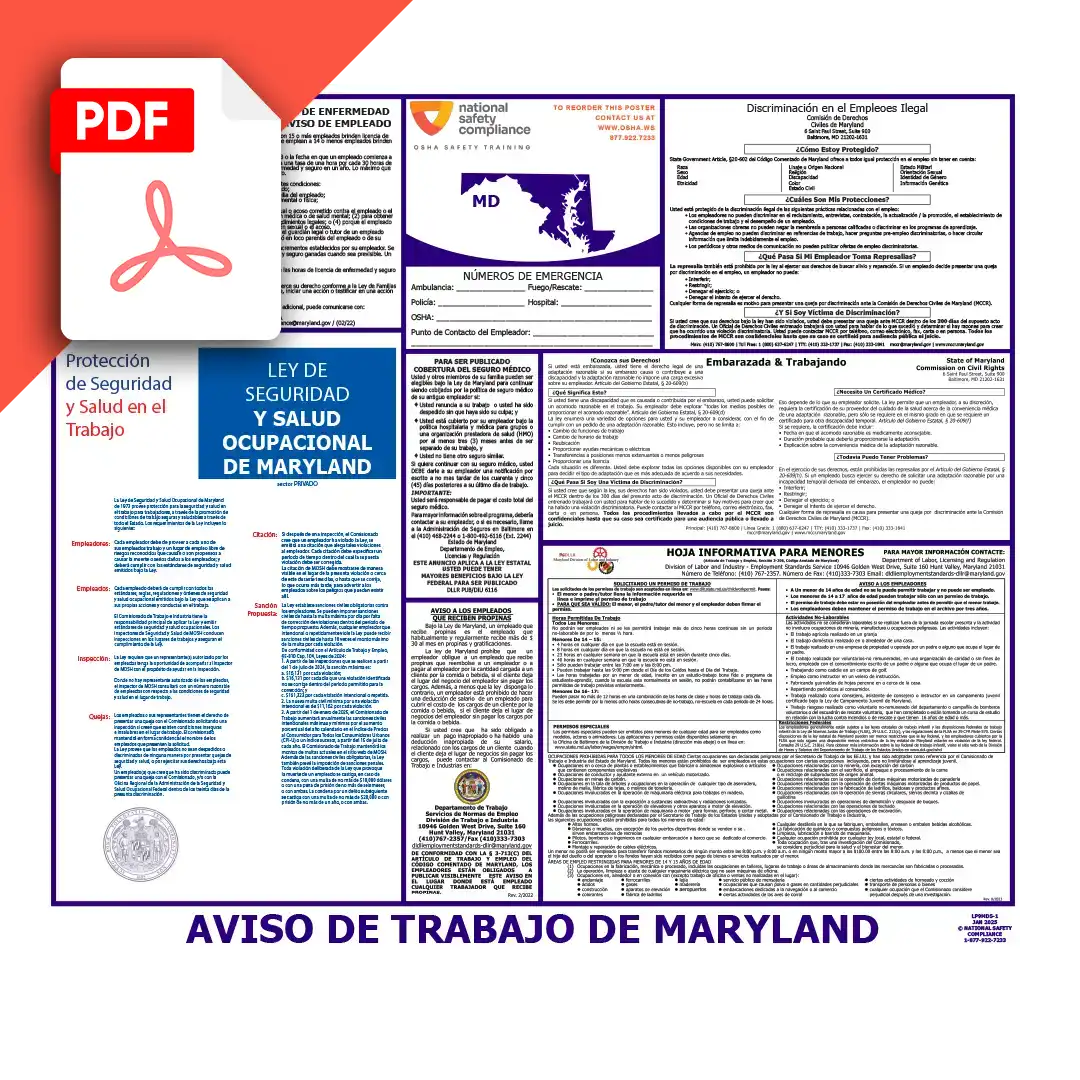 Maryland Spanish Labor Law Poster PDF Download