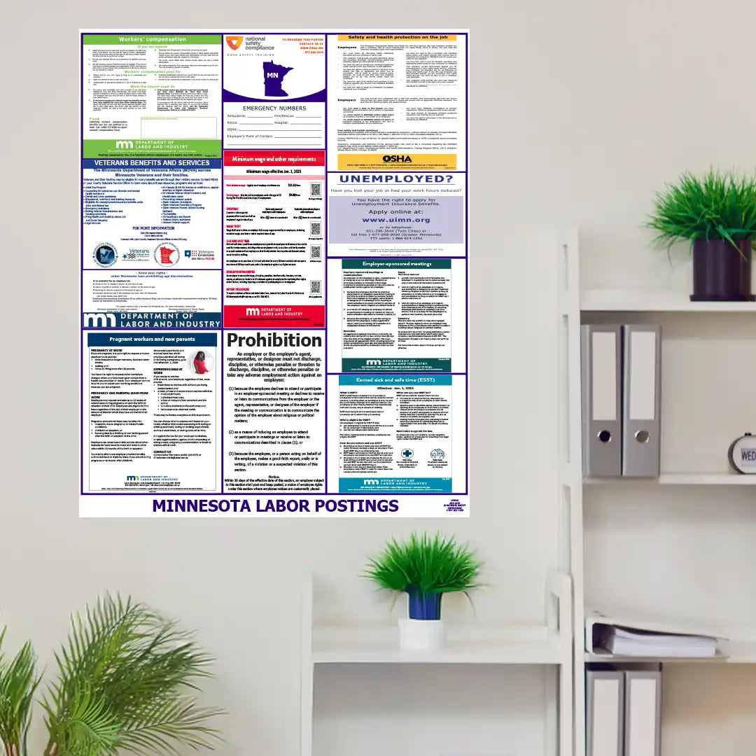 Minnesota Labor Law Poster on a Wall