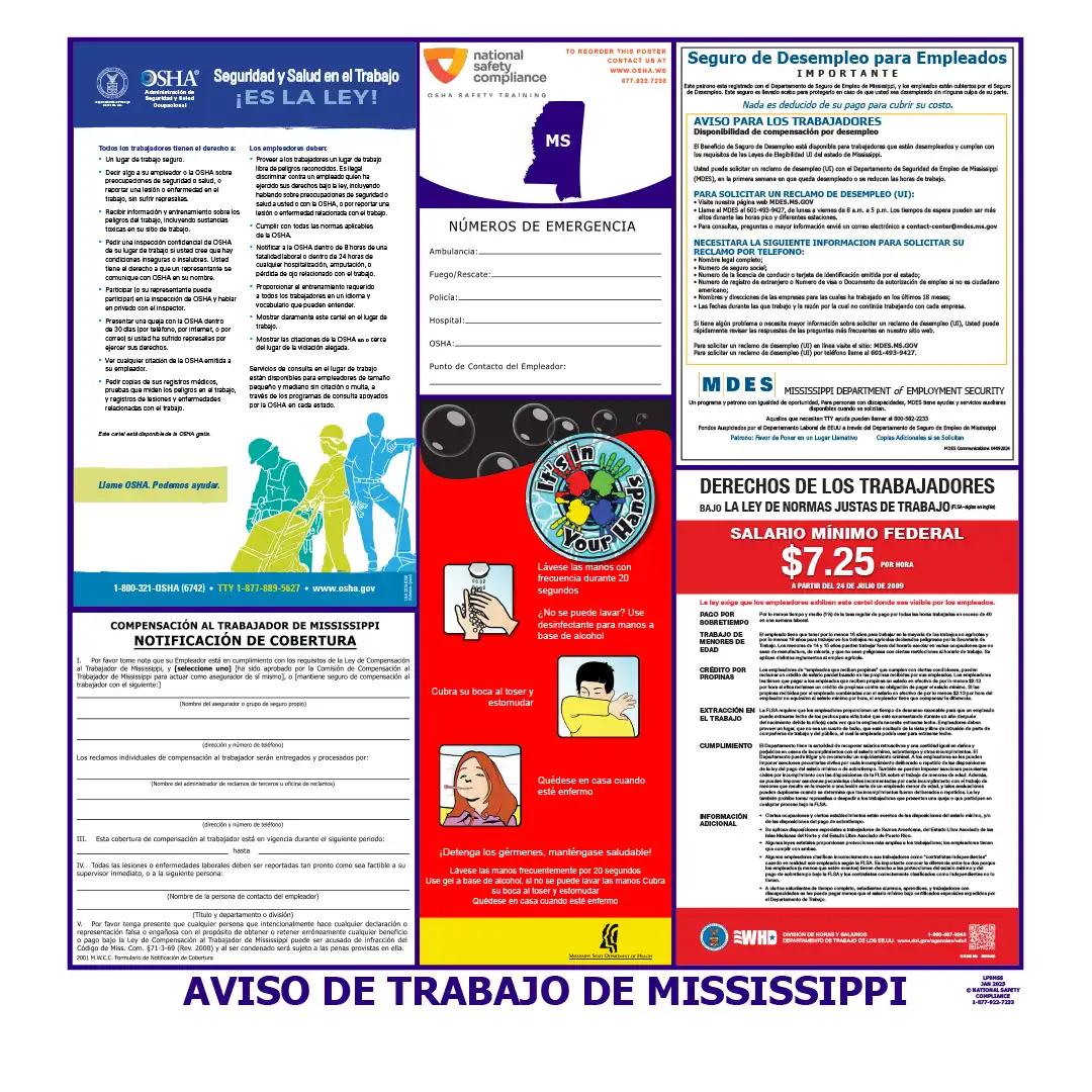Mississippi Labor Law Poster Spanish