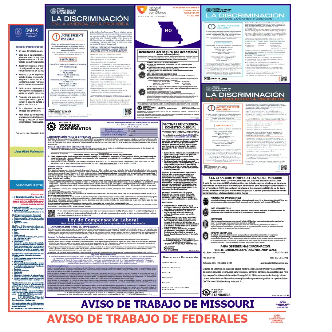 Missouri & Federal Labor Law Poster Spanish