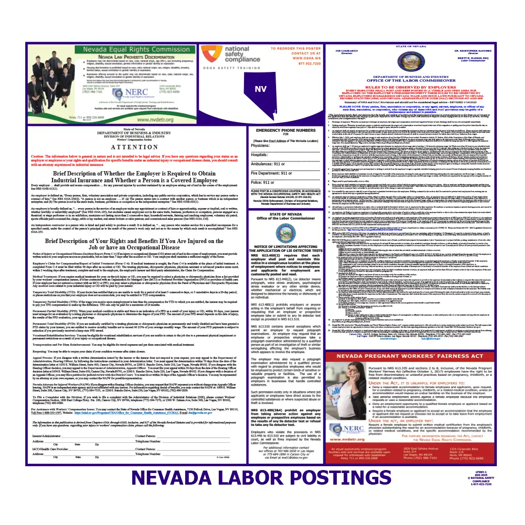 Nevada Labor Law Poster English