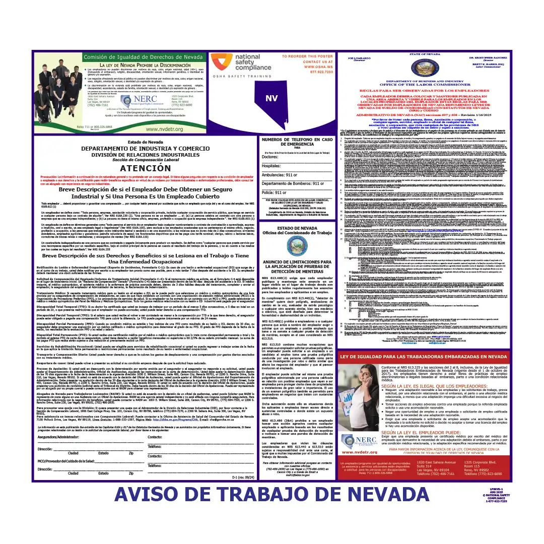 Nevada Labor Law Poster English