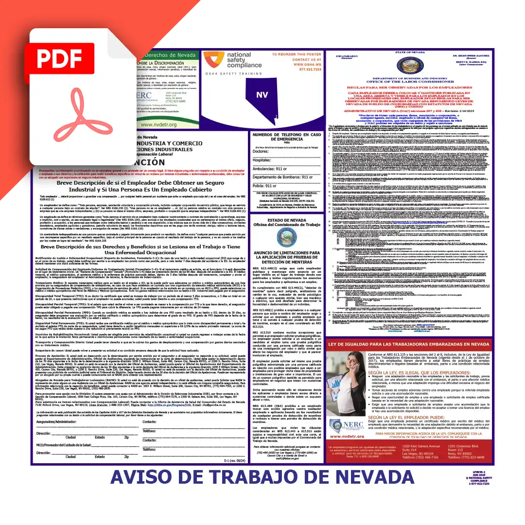 Nevada Spanish Labor Law Poster PDF Download