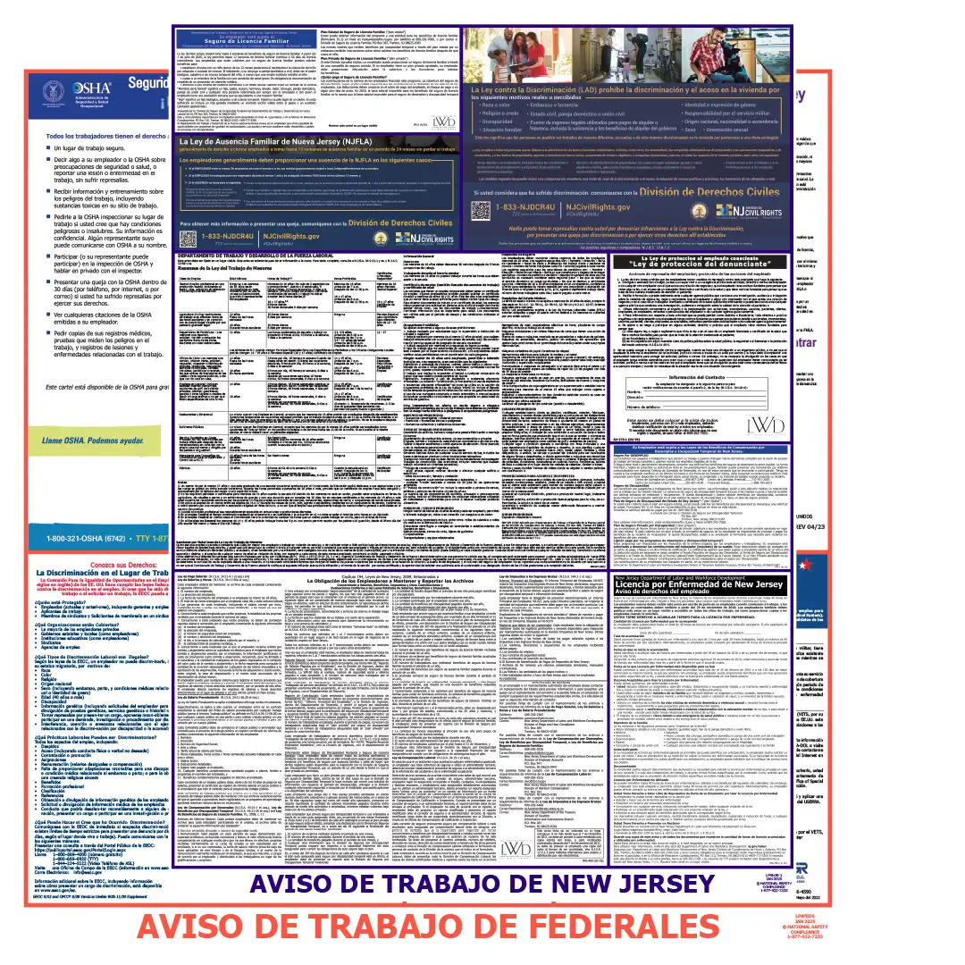 New Jersey and Federal Labor Law Posters Spanish