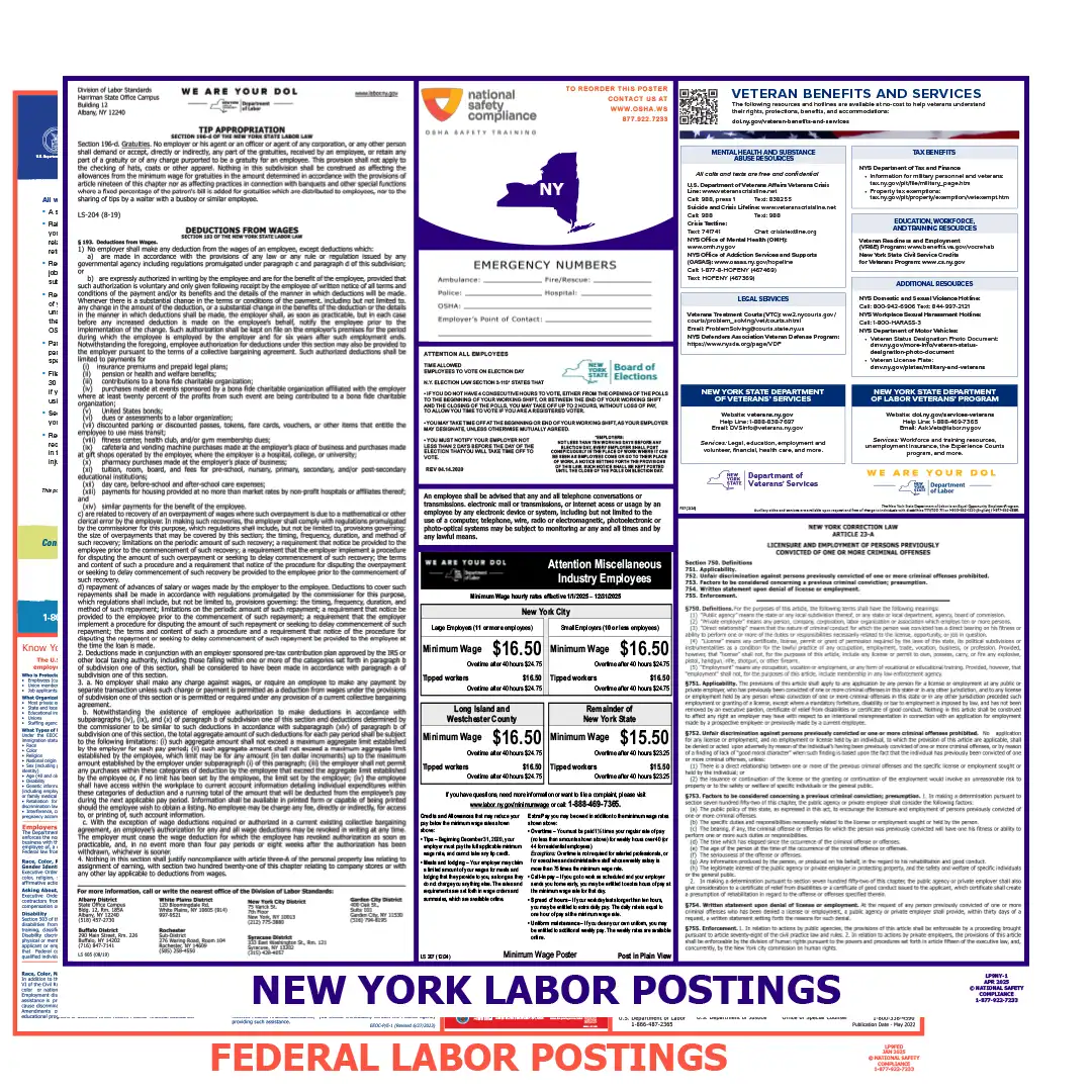 New York & Federal Labor Law Posters English