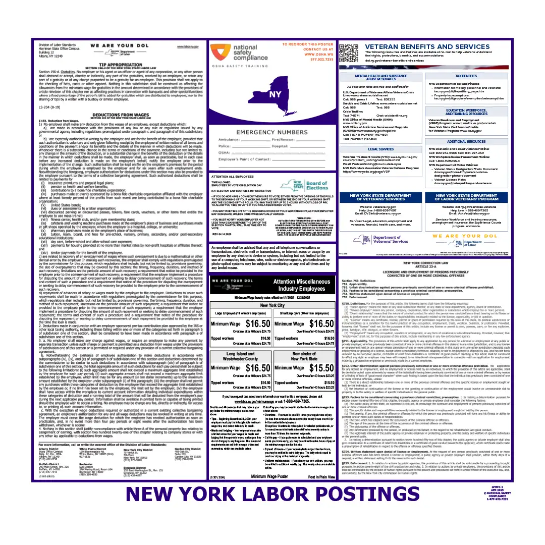 New York Labor Law Poster English