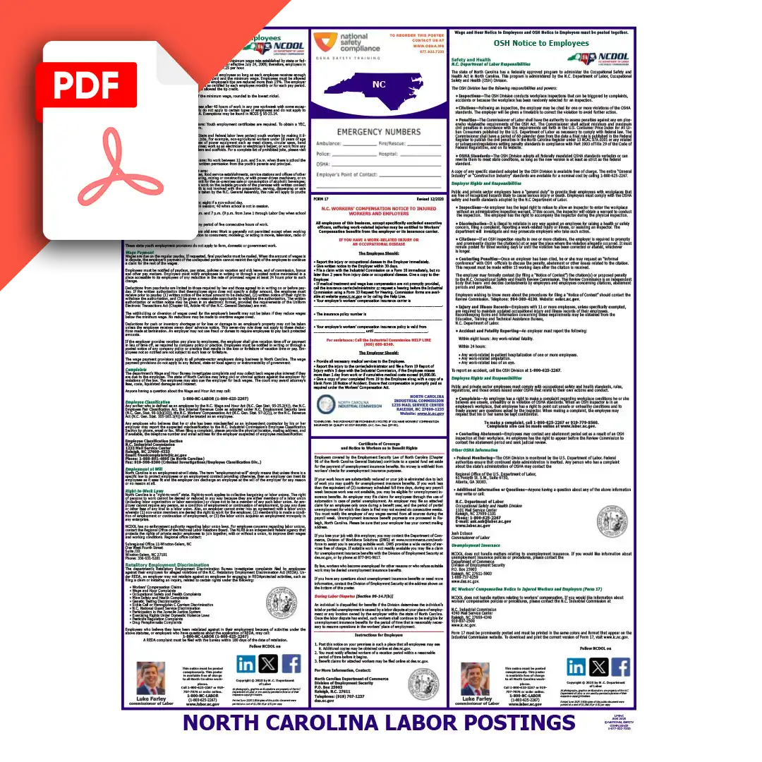 North Carolina Labor Law Poster PDF Download