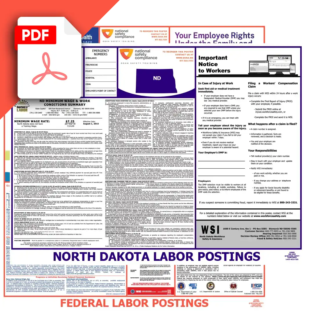 North Dakota & Federal Labor Law Posters PDF Downloads