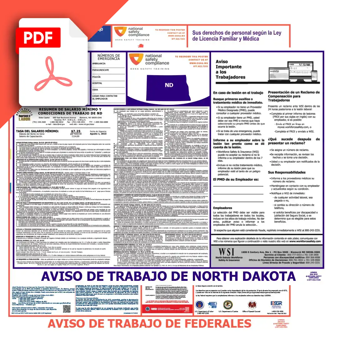 North Dakota & Federal Spanish Labor Law Posters PDF Downloads