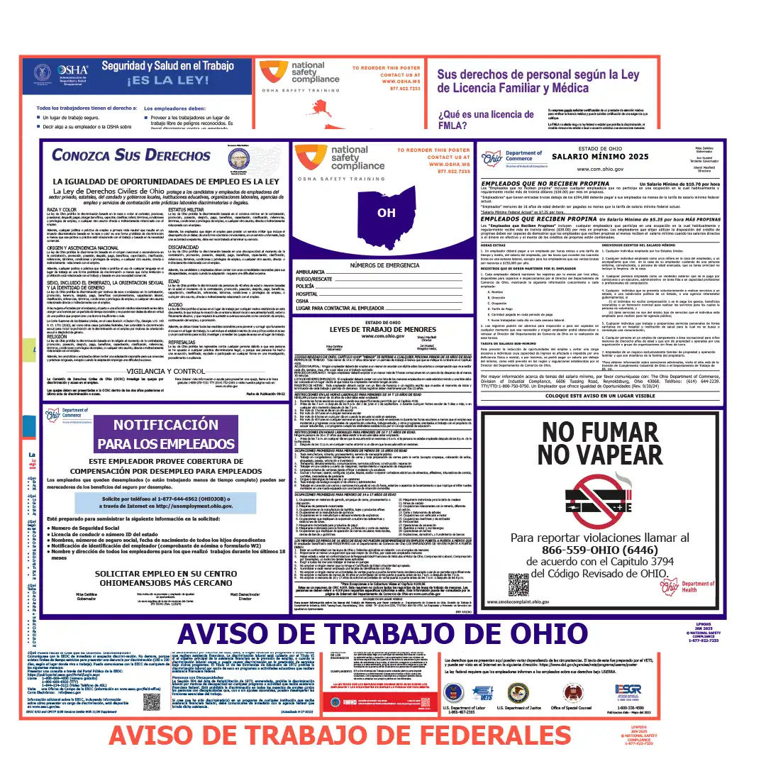 Ohio & Federal Labor Law Posters Spanish
