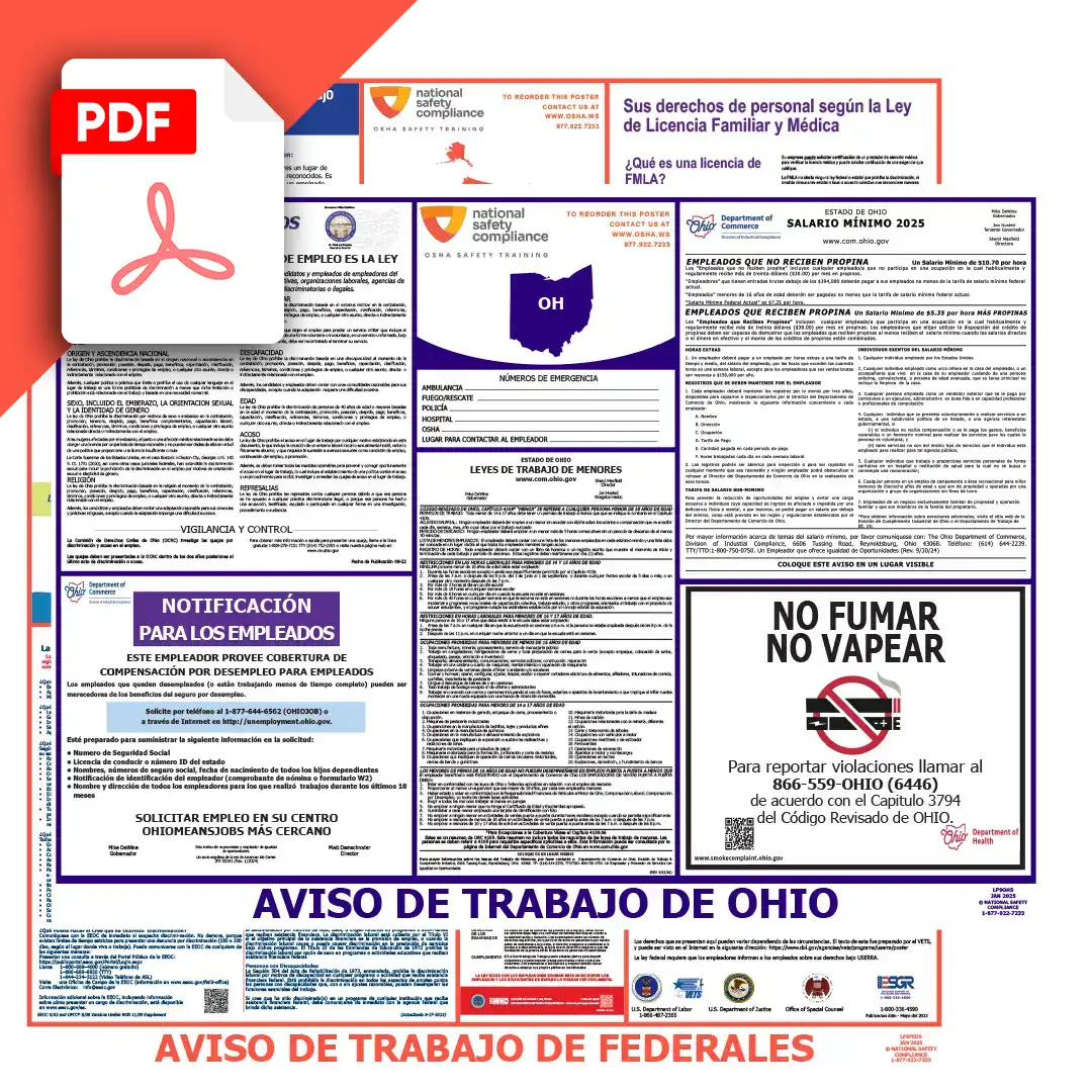 Ohio & Federal Spanish Labor Law Posters PDF Downloads
