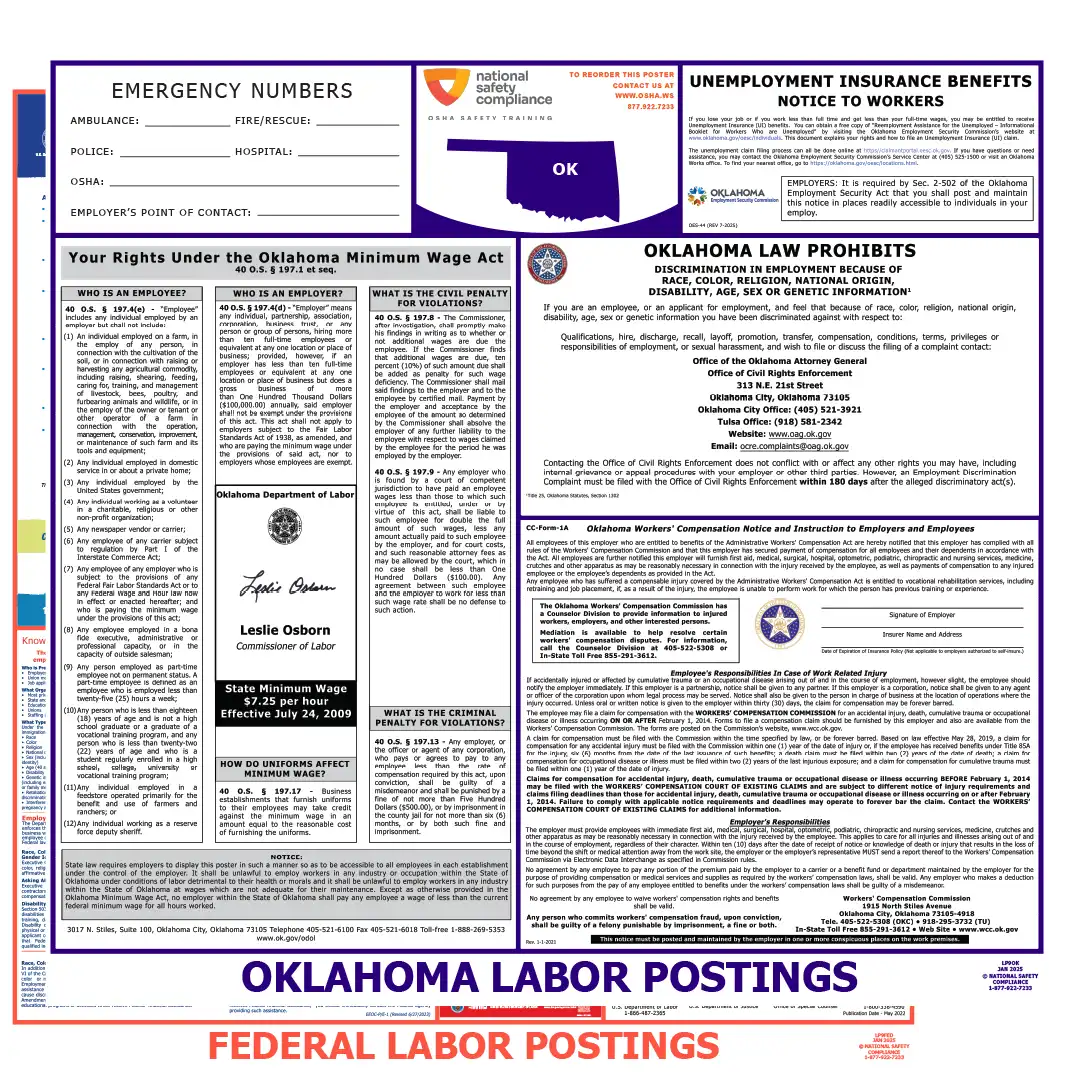 Oklahoma & Federal Labor Law Posters English