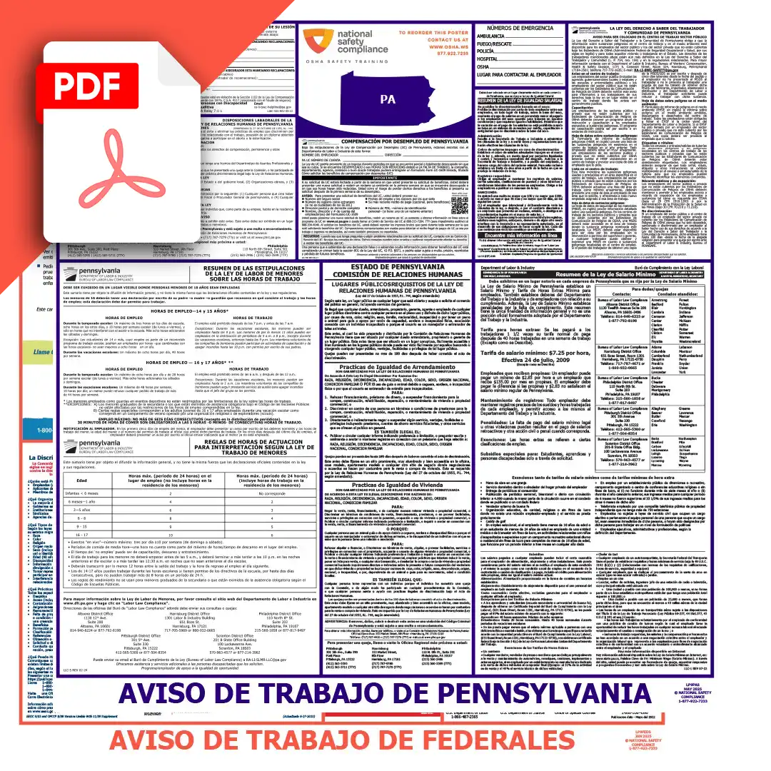 Pennsylvania & Federal Spanish Labor Law Posters PDF Downloads