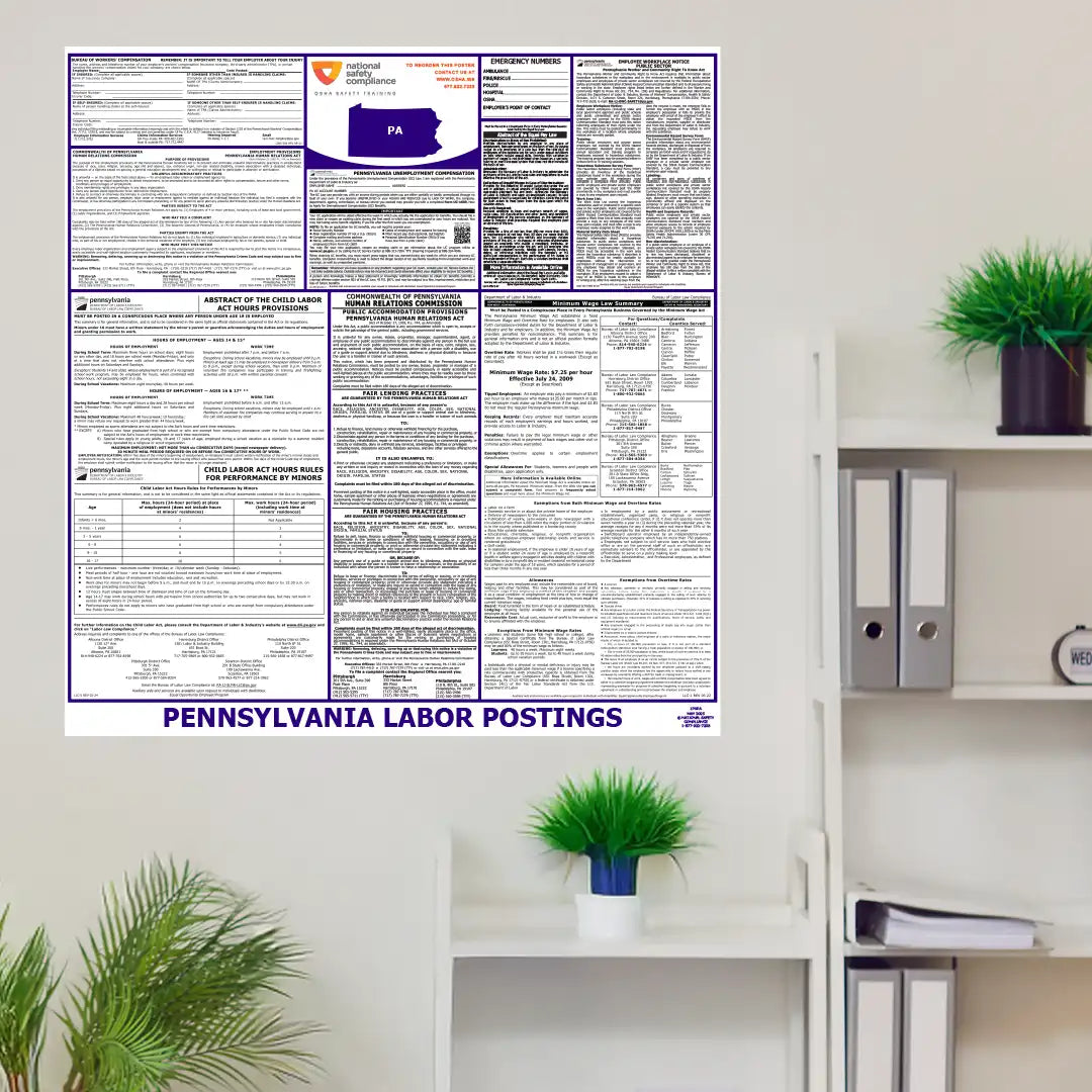 Pennsylvania Labor Law Poster in room