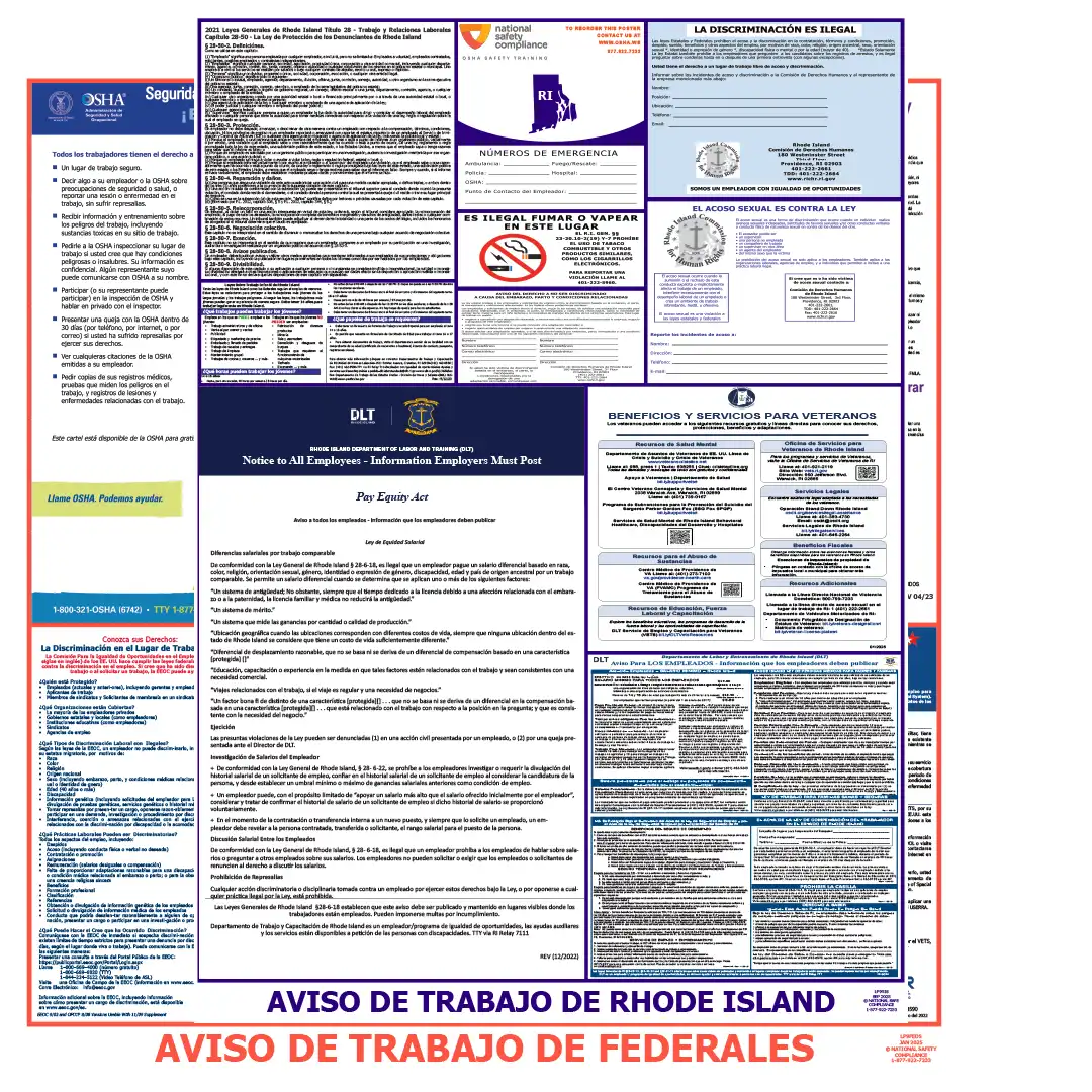 Rhode Island & Federal Labor Law Posters Spanish