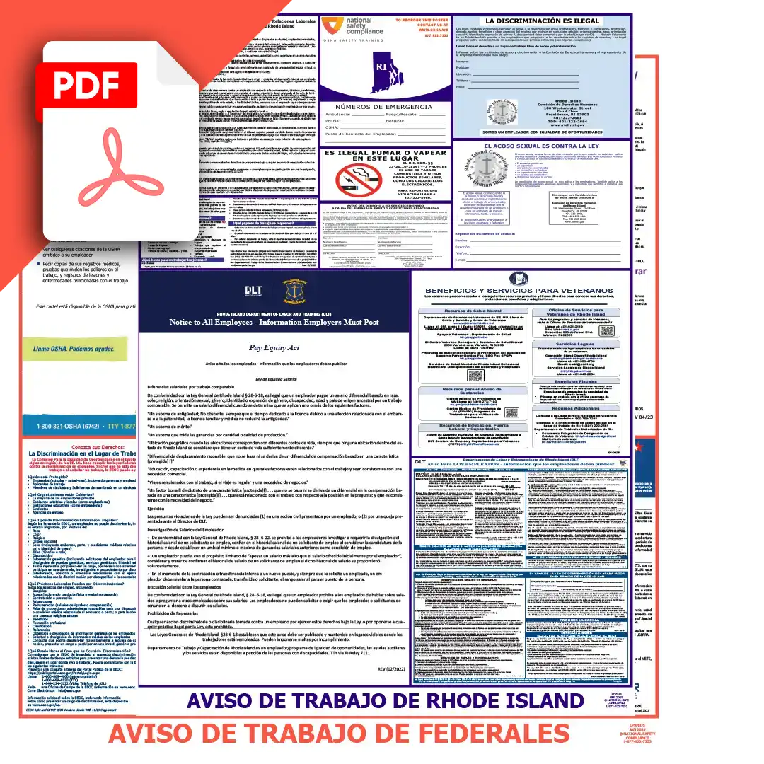 Rhode Island & Federal Spanish Labor Law Posters PDF Downloads