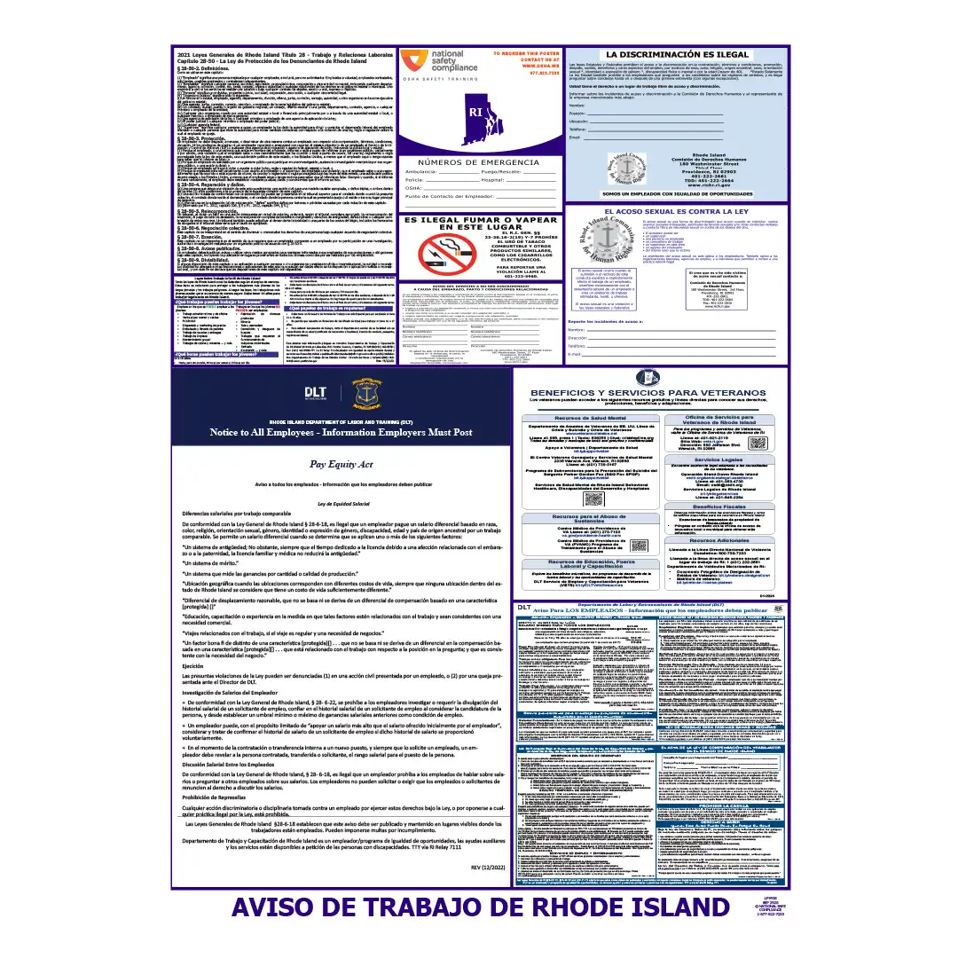 Rhode Island Federal Labor Law Poster Spanish