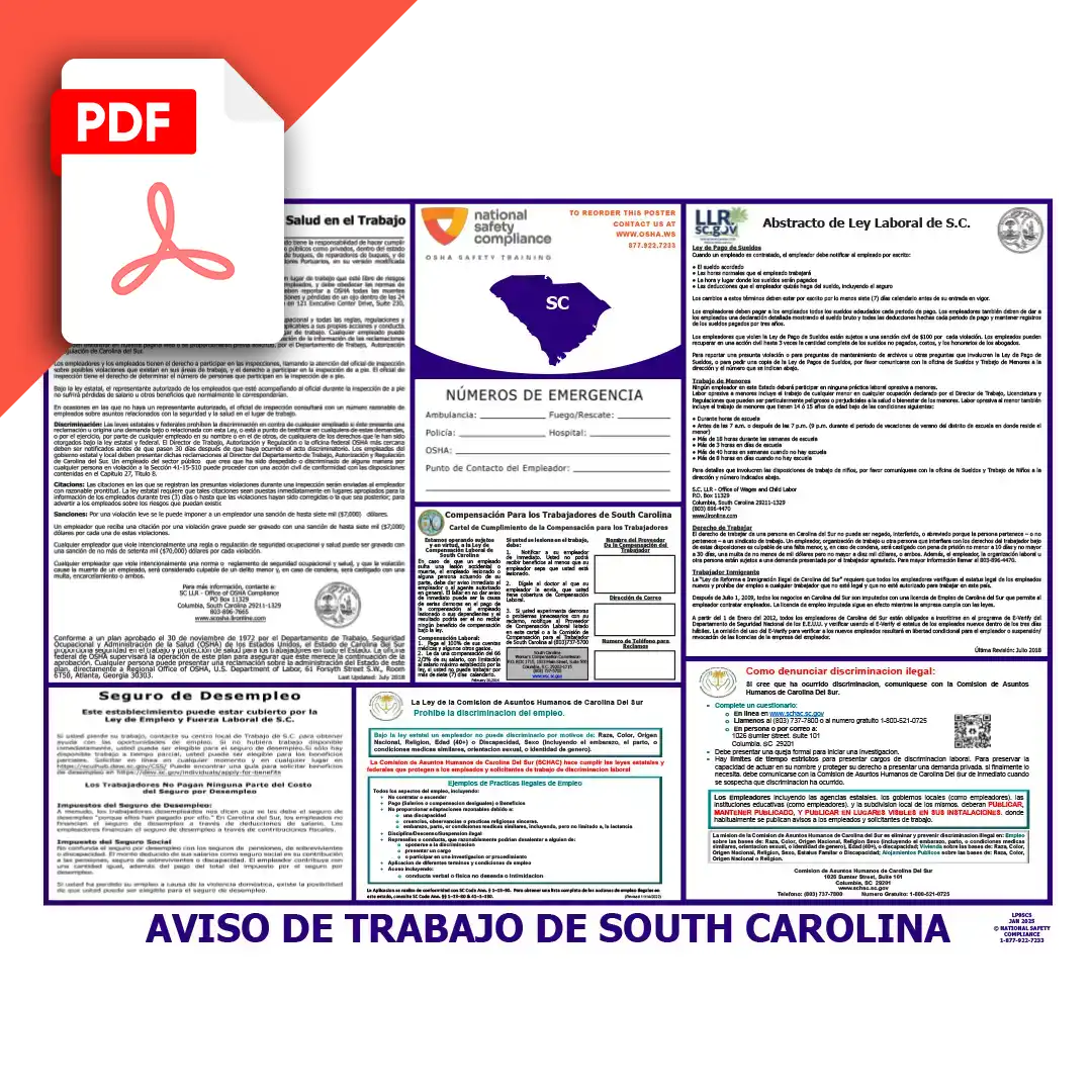 South Carolina Spanish Labor Law Poster PDF Download