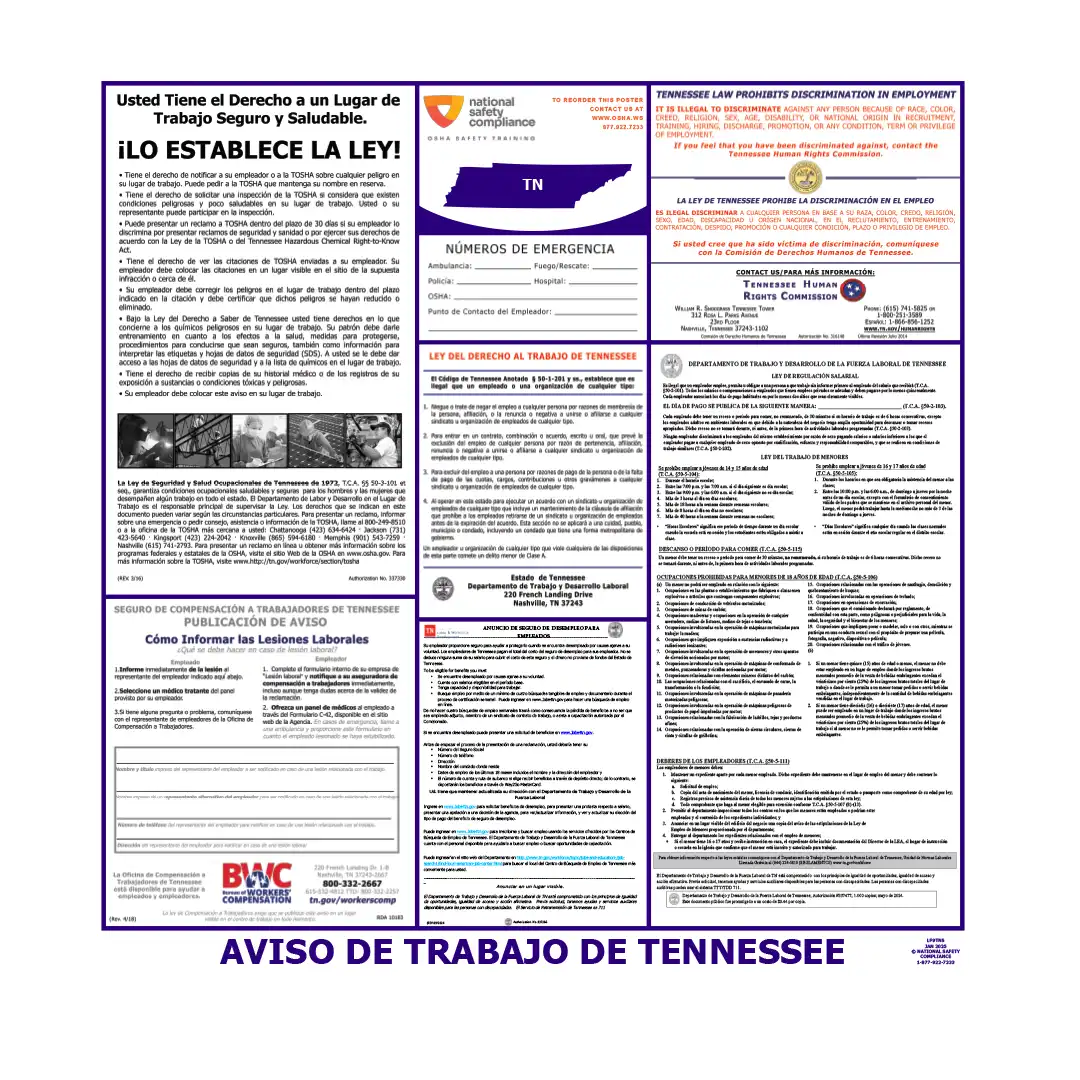 Tennessee Labor Law Poster Spanish