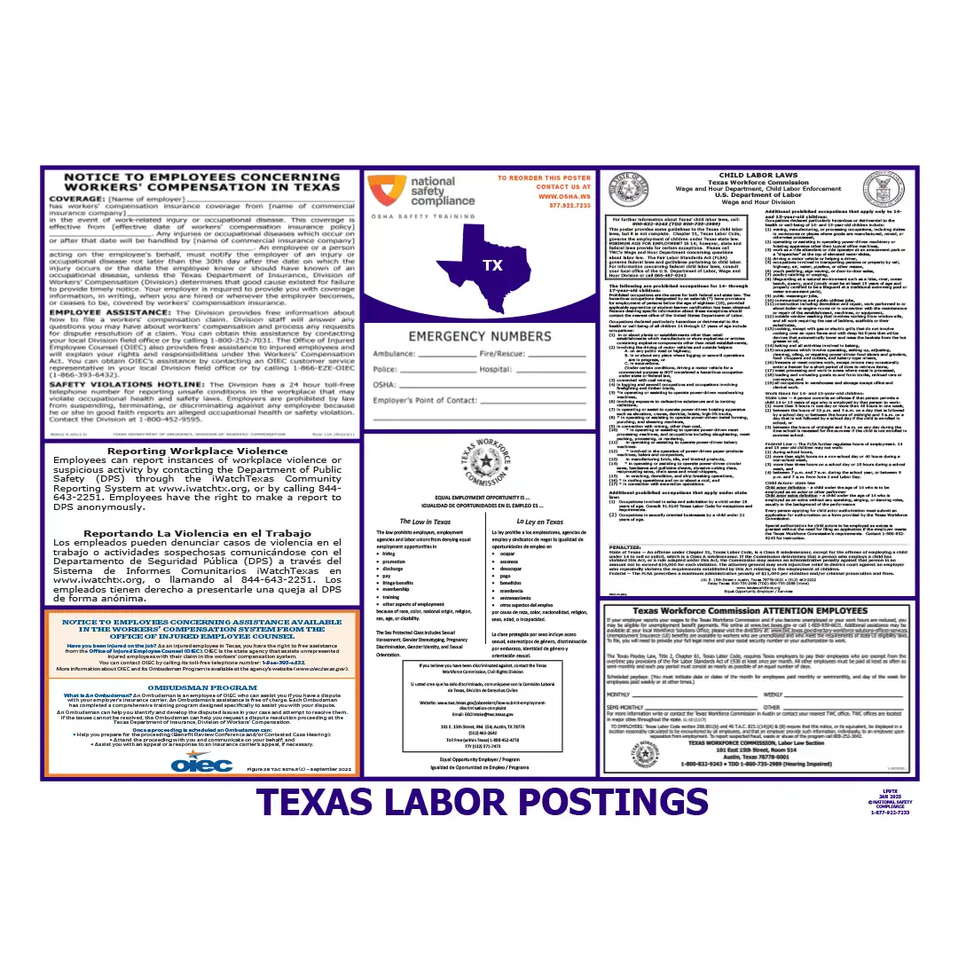 Texas Labor Law Poster English