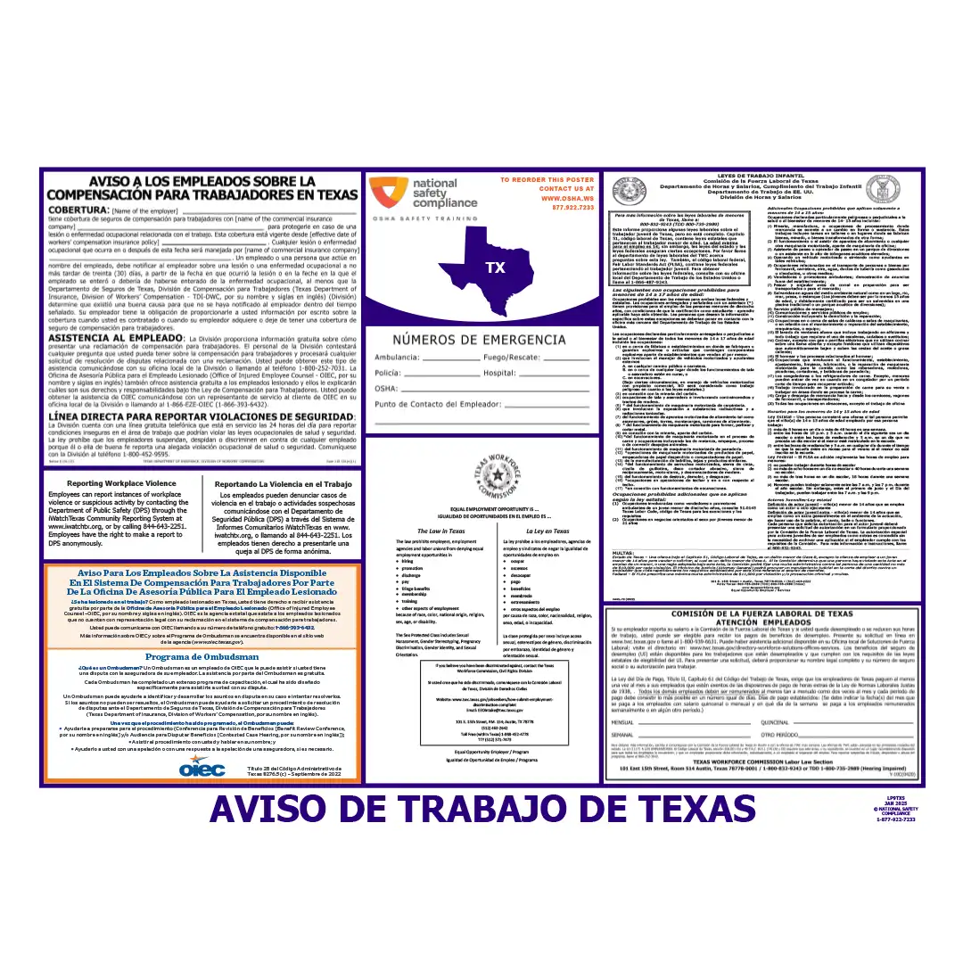 Texas Labor Law Poster Spanish