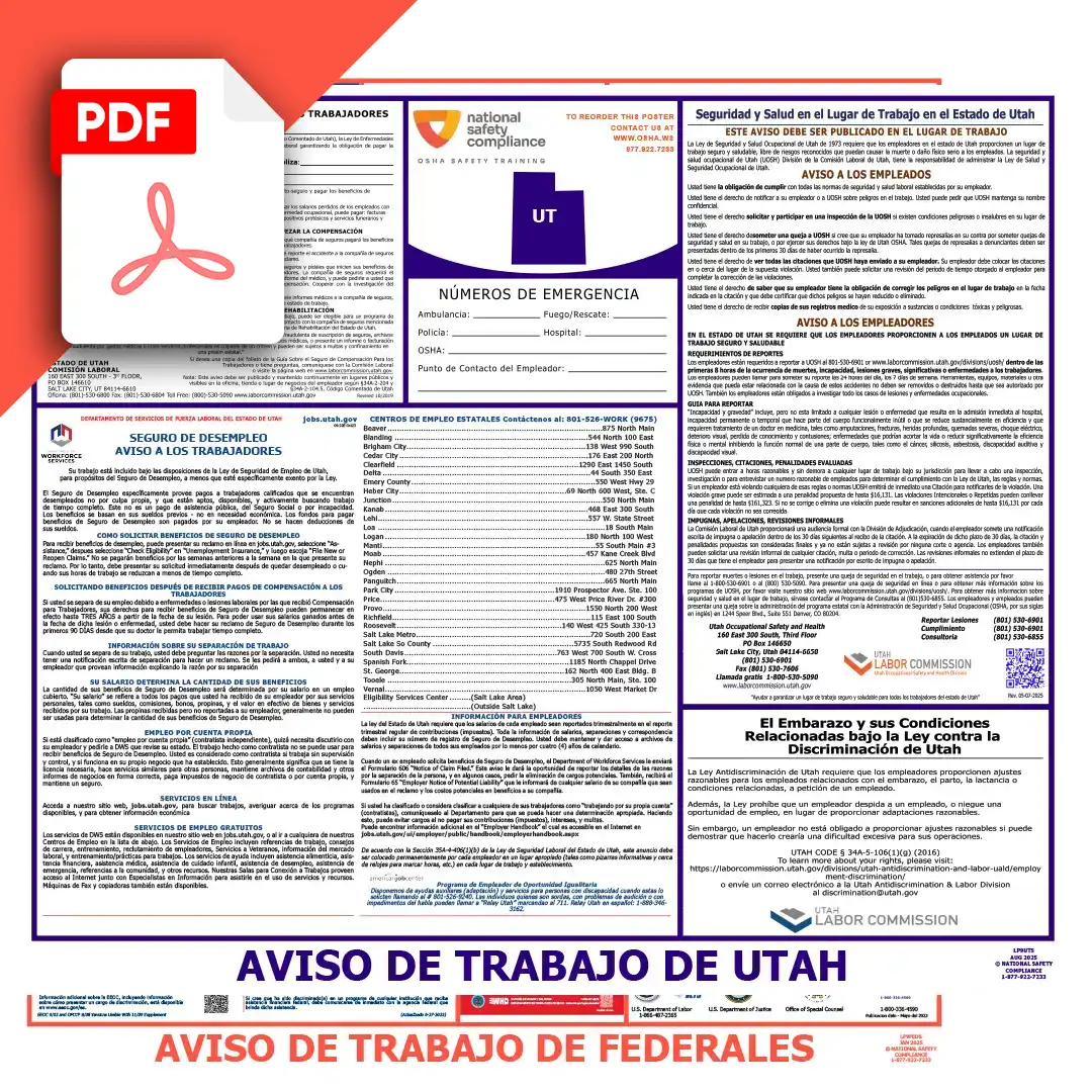 Utah & Federal Spanish Labor Law Posters PDF Dowloads