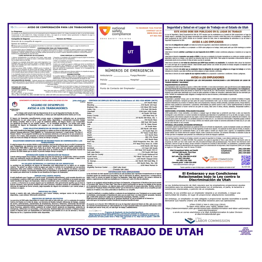 Utah Labor Law Poster Spanish