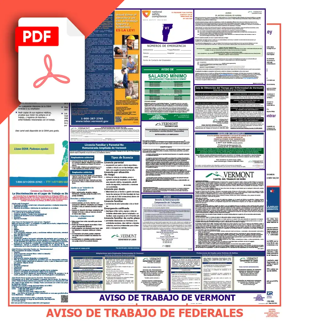 Vermont & Federal Spanish Labor Law Posters PDF Download