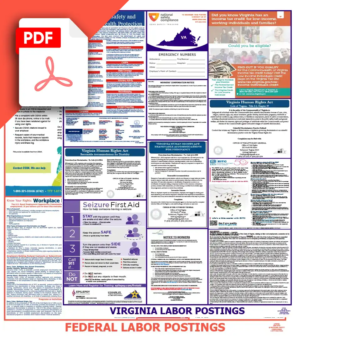 Virginia & Federal Labor Law Posters PDF Downloads