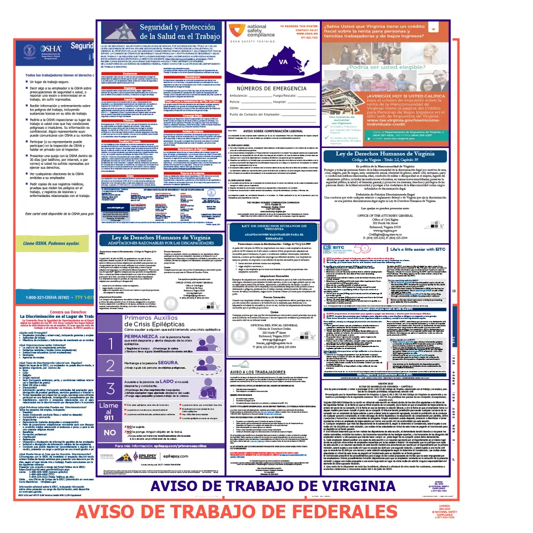 Virginia & Federal Labor Law Posters Spanish