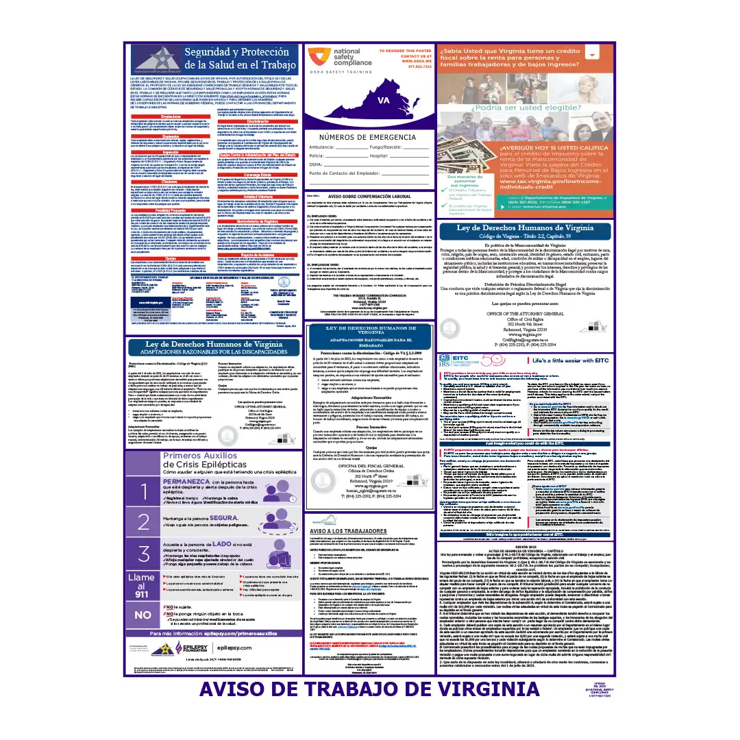 Virginia Labor Law Poster Spanish